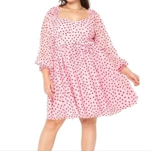 Eloquii Pink Velvet Heart Sheer Sleeve Bustier Cup Tulle Dress Womens Size 20